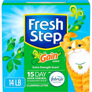 Fresh Step Clumping Cat Litter 14 lb Gain Scent Activated Charcoal Low Dust Odor Control Formula