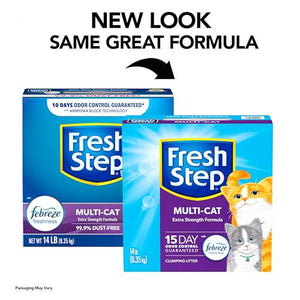 Fresh Step Clumping Cat Litter 14 lb Multi Cat Formula Low Dust Odor Control with Activated Charcoal for Long Lasting Freshness