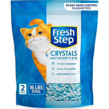 Fresh Step Crystals Premium Cat Litter Scented 8 lb Each Pack of 2 Long Lasting Odor Control Crystals