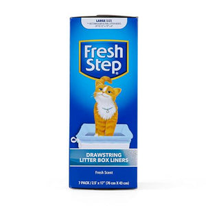 Fresh Step Drawstring Cat Litter Box Liners, Large Size, Fresh Scent, 17"x25", 7 Count Bag