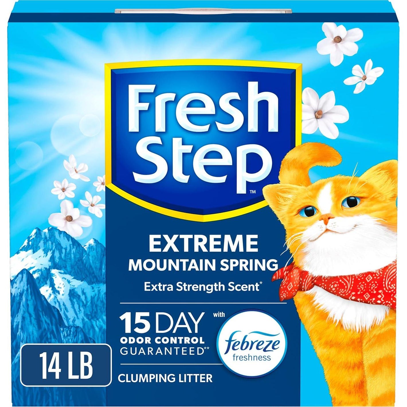 Fresh Step Extreme Clumping Cat Litter Mountain Spring Scent Febreze 14 lb Box
