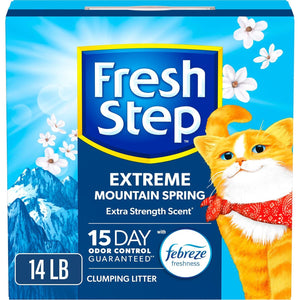 Fresh Step Extreme Clumping Cat Litter Mountain Spring Scent Febreze 14 lb Box