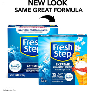 Fresh Step Extreme Clumping Cat Litter Mountain Spring Scent Febreze 14 lb Box