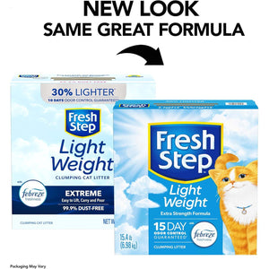 Fresh Step Lightweight Clumping Cat Litter, Extra Strength with Febreze, 15.4 lb Box