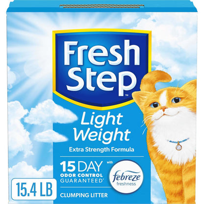 Fresh Step Lightweight Clumping Cat Litter, Extra Strength with Febreze, 15.4 lb Box