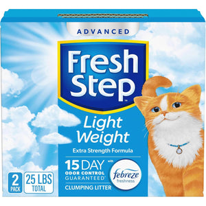 Fresh Step Lightweight Cat Litter Febreze Scent Clumping Extra Strength 25 lbs 2 x 12.5 lb