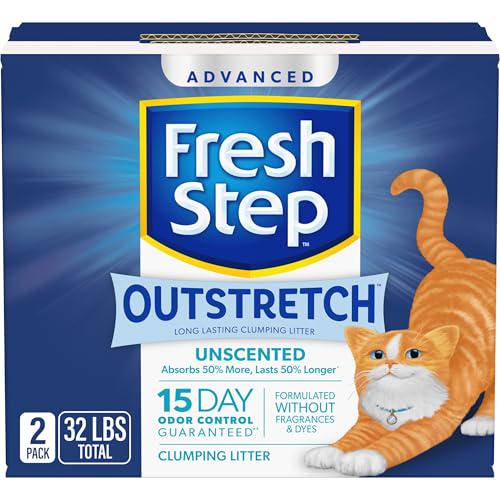 Fresh Step Outstretch Long Lasting Clumping Cat Litter Unscented Charcoal 2 x 16 lb Box