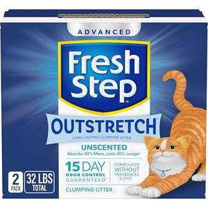 Fresh Step Outstretch Long Lasting Clumping Cat Litter Unscented Charcoal 2 x 16 lb Box