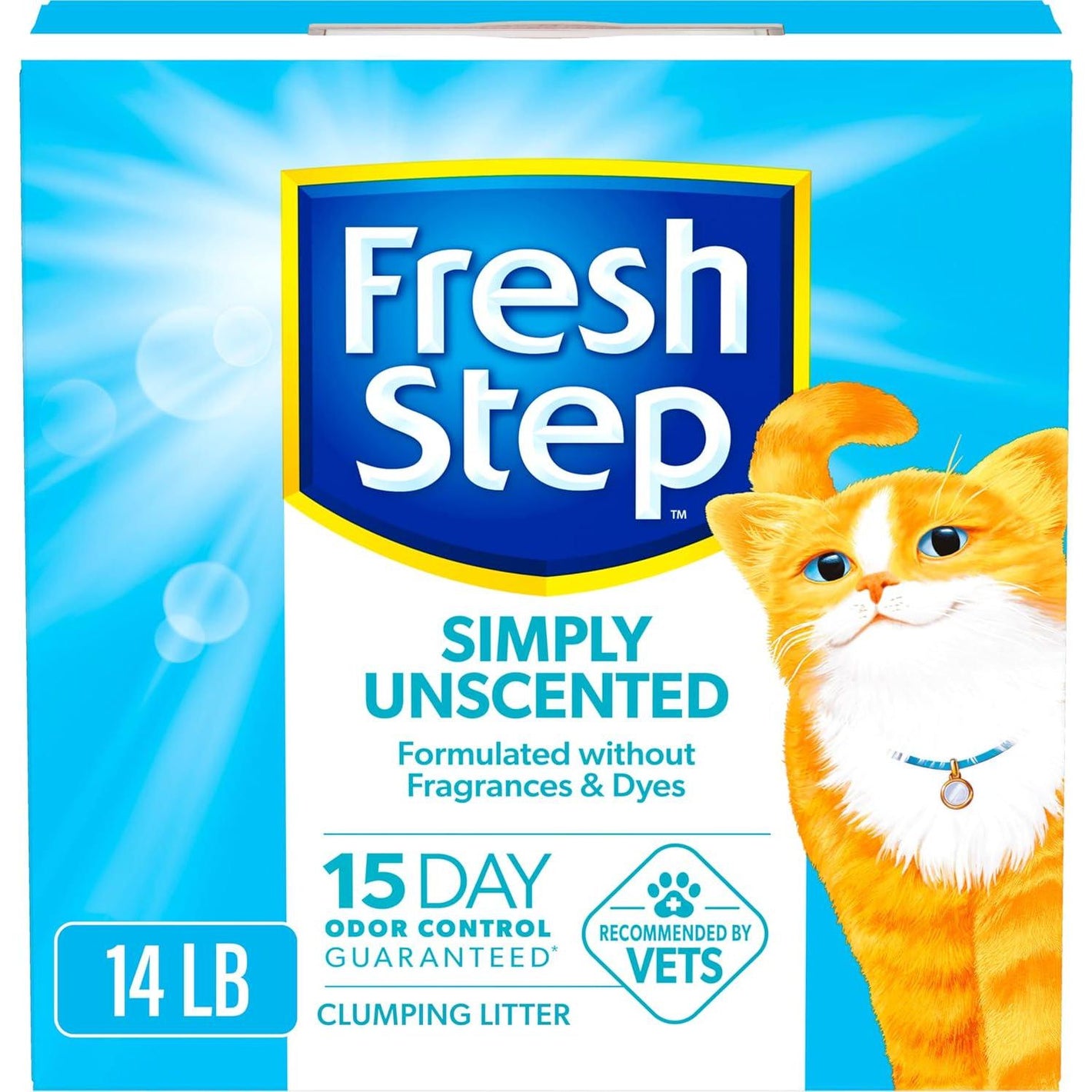 Fresh Step Unscented Clumping Cat Litter, 14 lb Box, Activated Charcoal, Low Dust & Odor Control