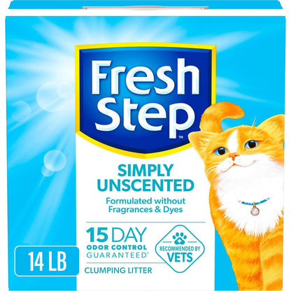 Fresh Step Unscented Clumping Cat Litter, 14 lb Box, Activated Charcoal, Low Dust & Odor Control