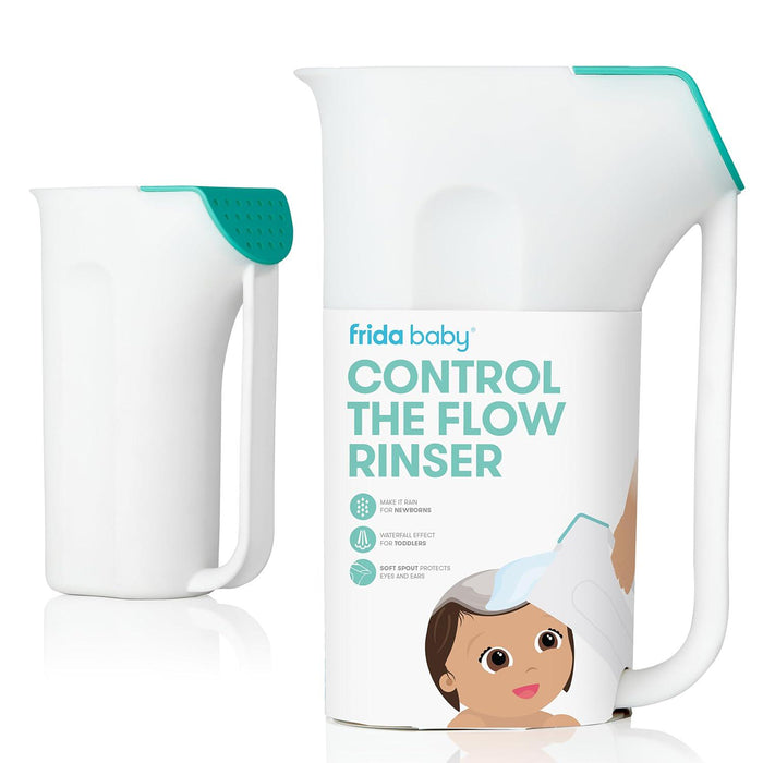 Frida Baby Control the Flow Bath Rinse Cup, Rinser Cup for Hair & Body, Easy Grip Handle, Removable Rain Shower for Bath Time