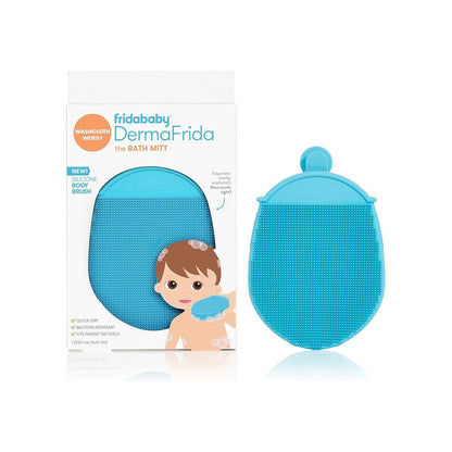 Frida Baby DermaFrida The Bath Mitt | Toddler Quick-Dry Body Bath Brush, Silicone, Replacement To Kid's Washcloth | Fits Both Parent Or Child For Early Stage Development,