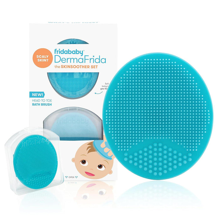 Frida Baby DermaFrida The SkinSoother Baby Bath Brush, Cradle Cap Brush for Babies, Baby Essential for Dry Skin & Cradle Cap Treatment, 2-Pack