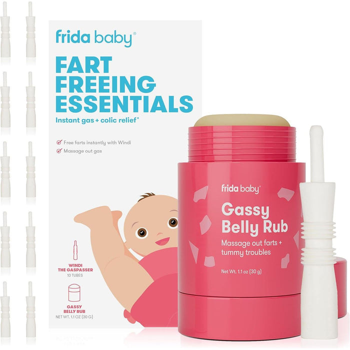 Frida Baby Fart-Freeing Essentials, Includes Windi & Gassy Belly Rub for Safe, Natural, Instant Gas & Colic Relief for Infants & Babies