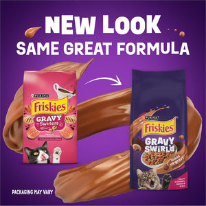 Friskies Gravy Swirlers Adult Cat Food, 22 lb Bag, Crunchy & Savory with Real Chicken & Gravy Flavor