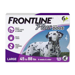 Frontline Plus Flea and Tick Treatment for Large Dogs 45–88 lbs 6 Monthly Doses