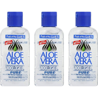 Fruit of the Earth Aloe Vera Gel, 2 oz (56g), Bundle of 3, 100% Pure Aloe for Skin Care