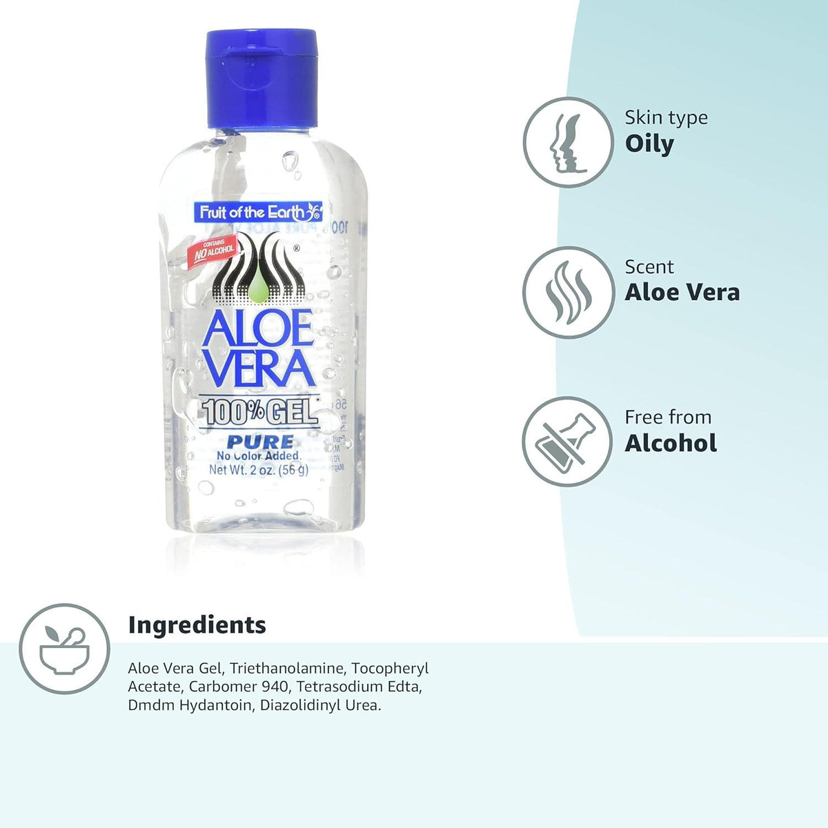 Fruit of the Earth Aloe Vera Gel, 2 oz Tube, Pack of 12, 100% Pure Aloe for Skin Care