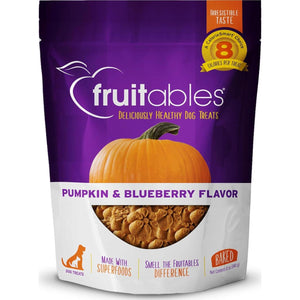 Fruitables Baked Dog Treats 12oz, Pumpkin & Blueberry Flavor, Healthy Low-Cal, Wheat/Corn/Soy-Free, Crunchy Snack for Dogs