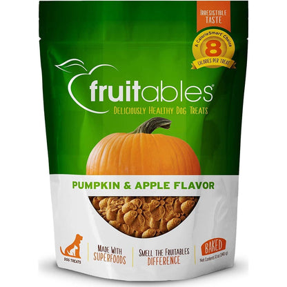 Fruitables Dog Treats, Pumpkin & Apple Flavor, Low Calorie, Wheat-Free, 7 oz Bag