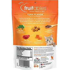 Fruitables Healthy Cat Treats, Crunchy Tuna & Pumpkin Flavor, 2.5 oz, Low-Calorie, Grain-Free Protein Snack for Cats