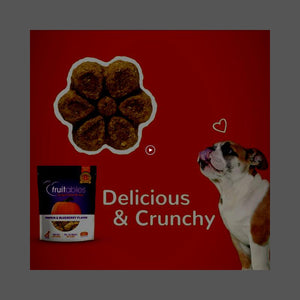 Fruitables Crunchy Baked Dog Treats Pumpkin and Blueberry 7 oz Low Calorie Natural Snack for Dogs
