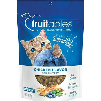 Fruitables Chicken & Blueberry Cat Treats, Low-Calorie, Wheat & Corn-Free, 2.5 oz Bag