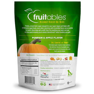 Fruitables Dog Treats 12 oz Pumpkin and Apple Flavor Low Calorie Healthy Snacks for Dogs White Pouch