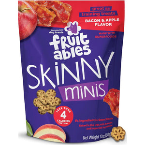 Fruitables Skinny Minis Dog Treats, Bacon & Apple Flavor, Low Calorie, Training Treats, 12 oz Bag