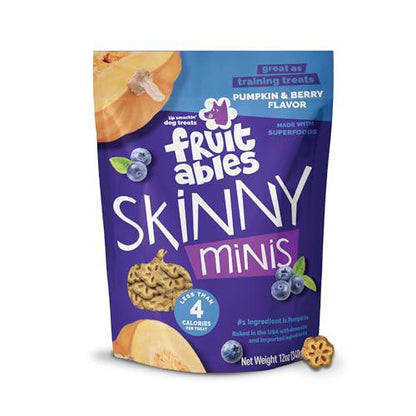 Fruitables Skinny Mini Dog Treats, Pumpkin & Berry, Low-Cal, Grain-Free Puppy Training Chews, 12 oz Bag
