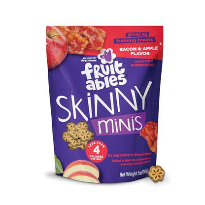 Fruitables Skinny Mini Dog Treats Bacon Apple Flavor 5 oz Low Calorie Healthy Training Snacks