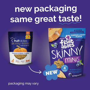 Fruitables Skinny Mini Dog Treats Pumpkin and Berry Flavor 5 oz Healthy Low Calorie Grain Free Training Bites