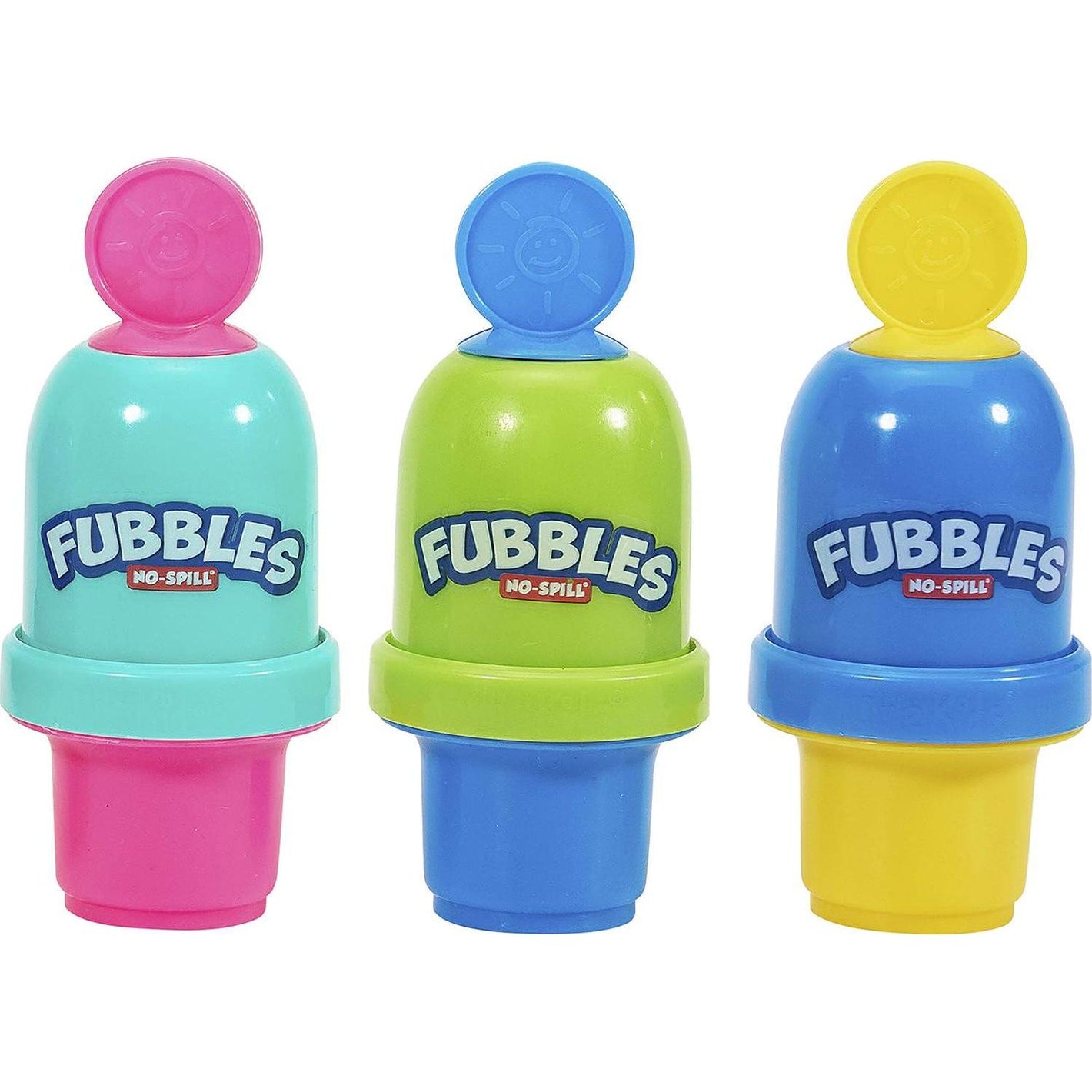 Fubbles No Spill Bubble Tumbler 6 oz with Bubble Wand for Toddlers Pack of 3 Colors May Vary
