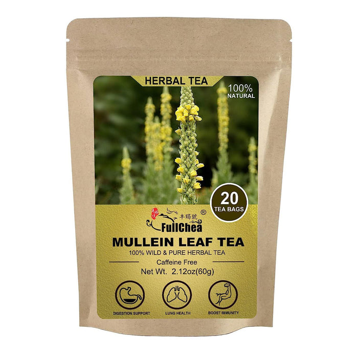 FullChea FullChea -Mullein Leaf Tea Bags, 20 Teabags, 3g/bag For Lungs - Non-GMO - Caffeine-free - Natural Healthy Herbal Tea For Detox And Respiratory Support