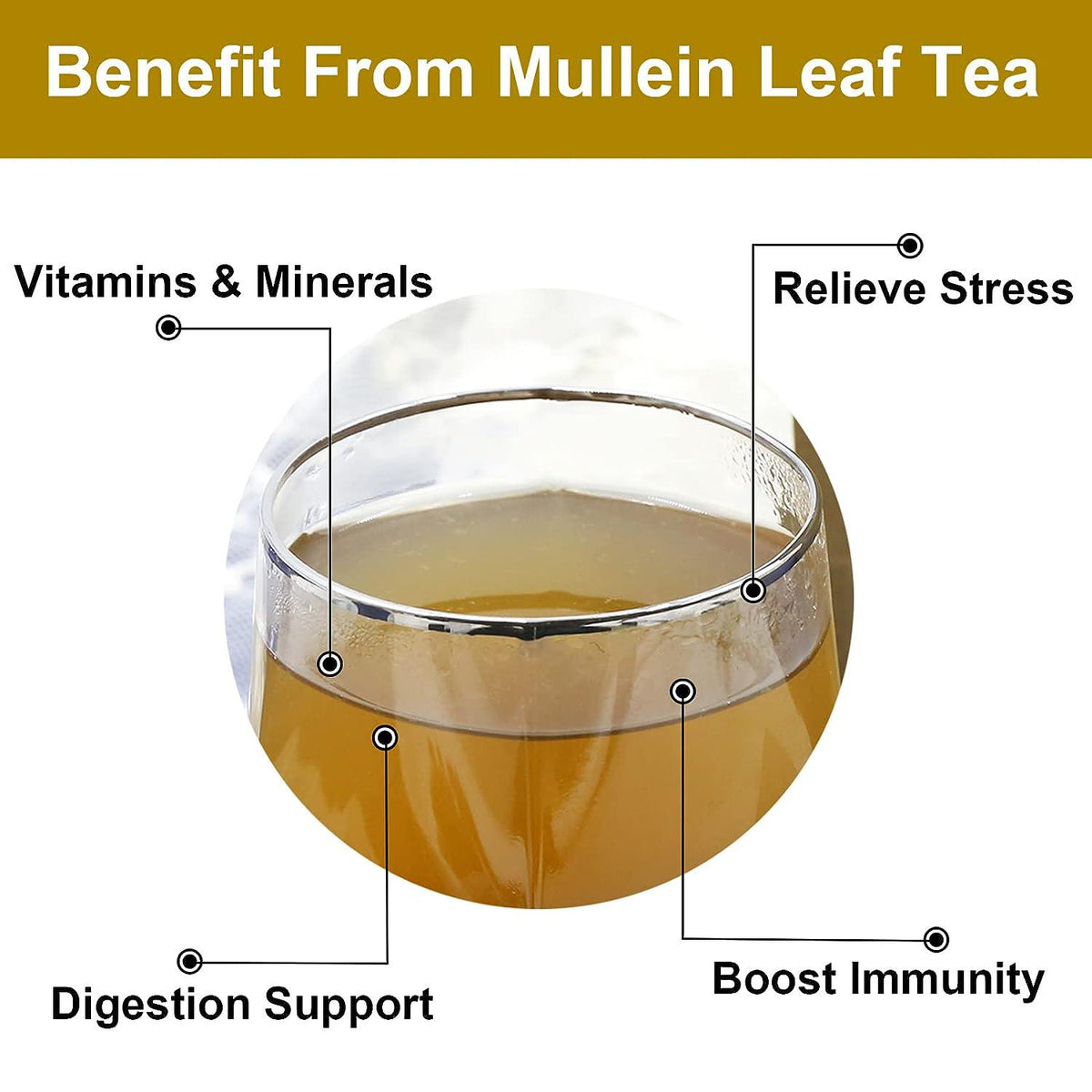 FullChea FullChea -Mullein Leaf Tea Bags, 20 Teabags, 3g/bag For Lungs - Non-GMO - Caffeine-free - Natural Healthy Herbal Tea For Detox And Respiratory Support