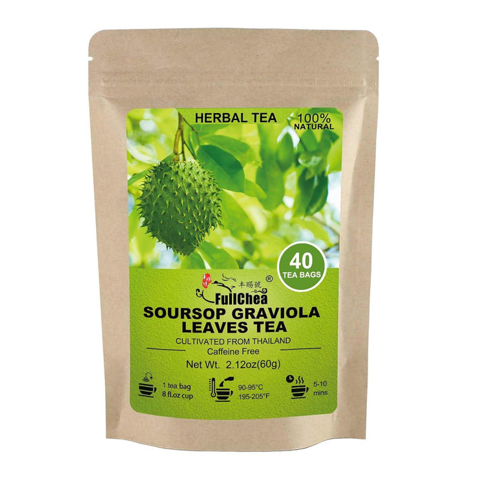 Fullchea Soursop Leaves Tea Bags, 40 Bags, Caffeine-Free, Supports Digestion & Skin Health