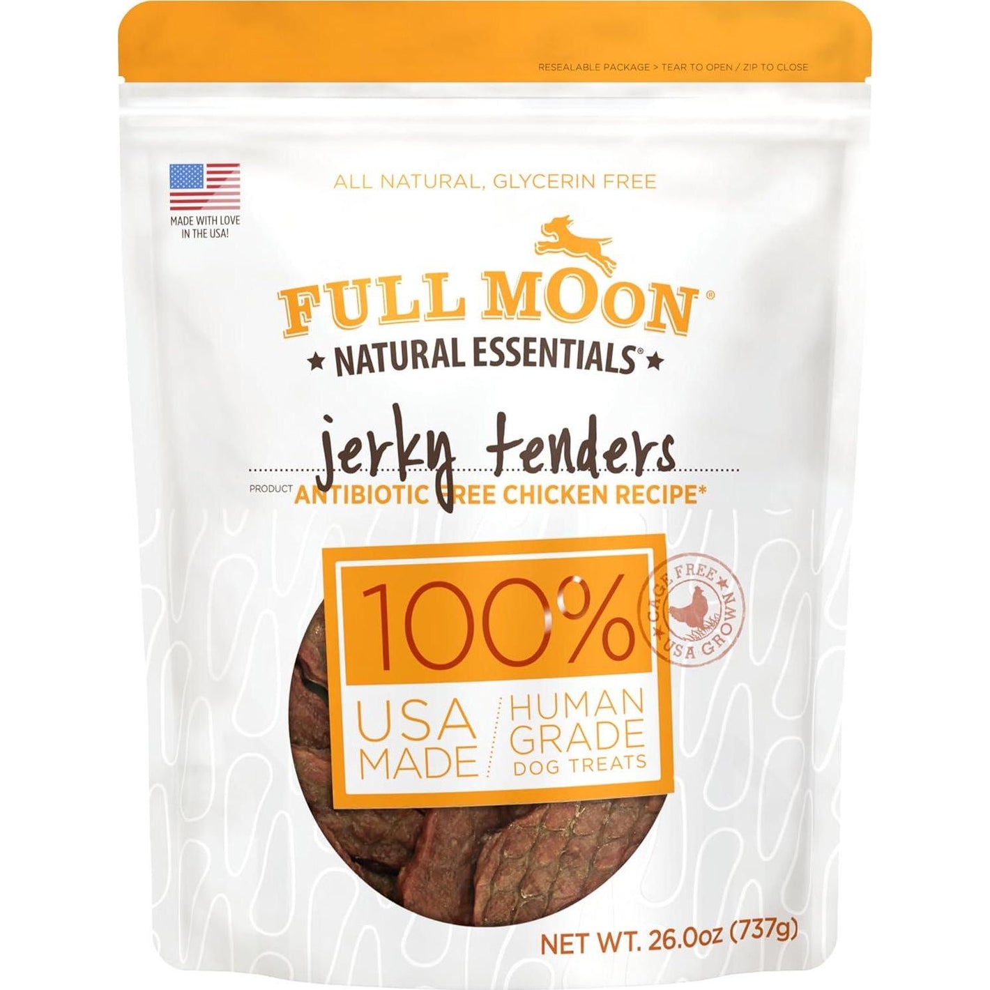 Full Moon Chicken Jerky Tenders for Dogs Human Grade All Natural Treats Made in USA 26 oz Bag
