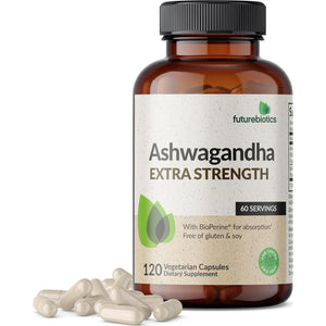 Futurebiotics Ashwagandha Extra Strength Stress & Mood Support, with Bioperine, 120 Vegetarian Capsules