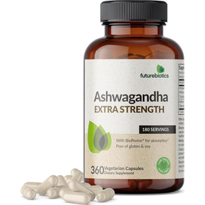 Futurebiotics Ashwagandha Extra Strength Stress & Mood Support, with Bioperine, 360 Vegetarian Capsules