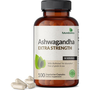 Futurebiotics Futurebiotics Ashwagandha Extra Strength Stress And Mood Support With BioPerine - Non GMO Formula, 100 Vegetarian Capsules