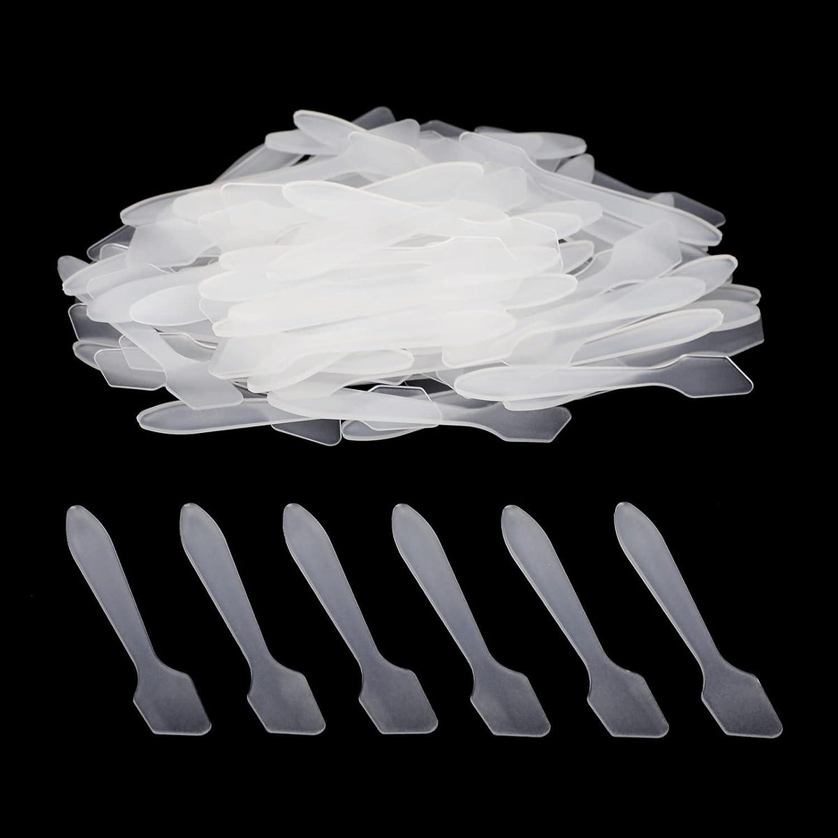 G2PLUS 100 PCS Disposable Makeup Frosted Tip Spatula, 3.2'' X 0.6'' Makeup Spatula, Cosmetic Spatula For Mixing And Sampling, Facial Stick Applying The Mask, Clay Mask, Peel Pask, Serum Polypropylene,