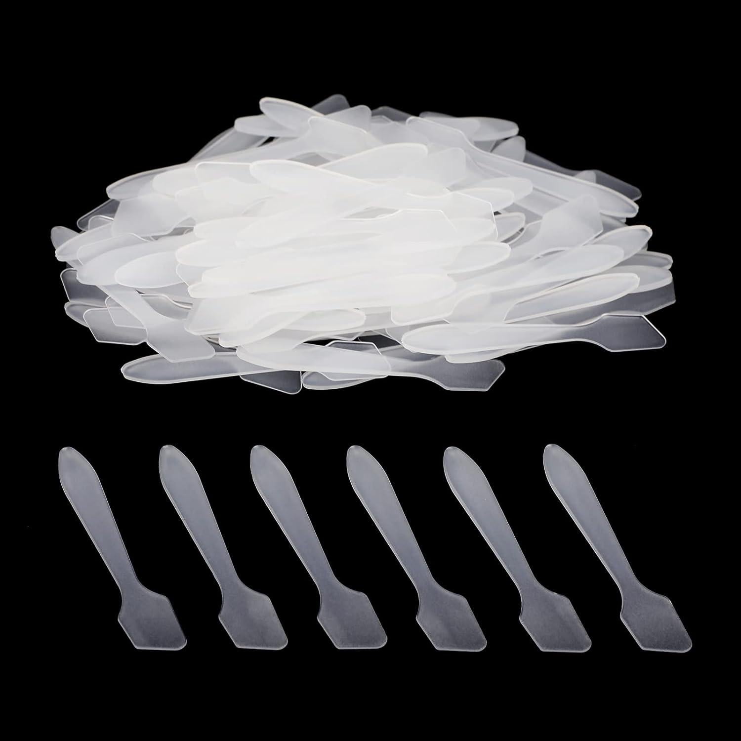 G2PLUS 100 PCS Disposable Makeup Frosted Tip Spatula, 3.2'' X 0.6'' Makeup Spatula, Cosmetic Spatula For Mixing And Sampling, Facial Stick Applying The Mask, Clay Mask, Peel Pask, Serum Polypropylene,