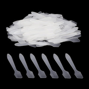 G2PLUS 100 PCS Disposable Makeup Frosted Tip Spatula, 3.2'' X 0.6'' Makeup Spatula, Cosmetic Spatula For Mixing And Sampling, Facial Stick Applying The Mask, Clay Mask, Peel Pask, Serum Polypropylene,