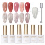 GAOY Gel Nail Polish Set In Jelly Red Pink Nude With Glitter Cat Eye Gel And Magnet For Manicure And Nail Art DIY At Home - Rosy Haze,