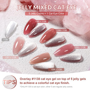 GAOY Gel Nail Polish Set In Jelly Red Pink Nude With Glitter Cat Eye Gel And Magnet For Manicure And Nail Art DIY At Home - Rosy Haze,