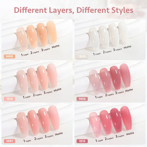 GAOY GAOY Milky White Jelly Nude Gel Nail Polish Set, 6 Transparent Colors Sheer Pink Orange Soak Off UV Light Cure Gel Polish Kit For Salon And Nail Art DIY At Home