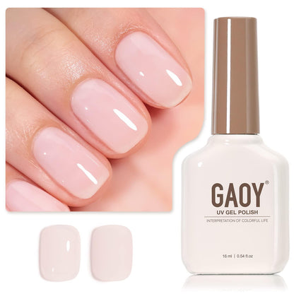 GAOY GAOY Sheer Light Pink Gel Nail Polish, 16ml Jelly Milky White Peach Translucent Color 1352 UV Light Cure Gel Polish For Nail Art DIY Manicure And Pedicure At Home