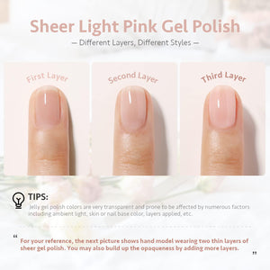 GAOY GAOY Sheer Light Pink Gel Nail Polish, 16ml Jelly Milky White Peach Translucent Color 1352 UV Light Cure Gel Polish For Nail Art DIY Manicure And Pedicure At Home