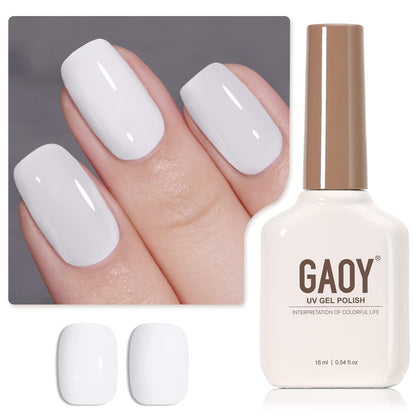 GAOY GAOY White Gel Nail Polish, 16ml Color 1002 Soak Off UV Light Cure Gel Polish For French Tips Nail Art DIY Manicure At Home