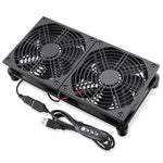 GDSTIME Dual 120mm 5V USB Fans, 102CFM Big Airflow Fan Cooling For Router TV Box Micro Computer And Other Electronics,